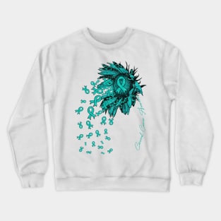 Cervical Cancer Awareness - Sunflower ribbon flowers fall Crewneck Sweatshirt